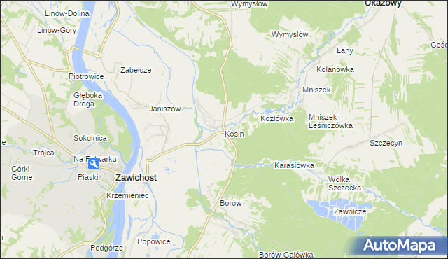 mapa Kosin gmina Annopol, Kosin gmina Annopol na mapie Targeo