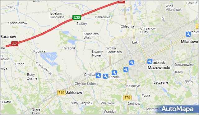 mapa Kozery, Kozery na mapie Targeo