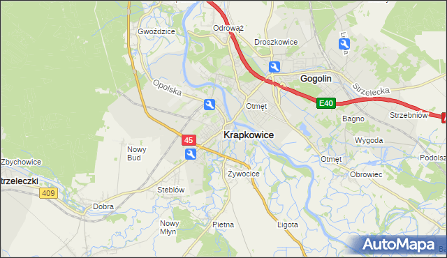 mapa Krapkowice, Krapkowice na mapie Targeo
