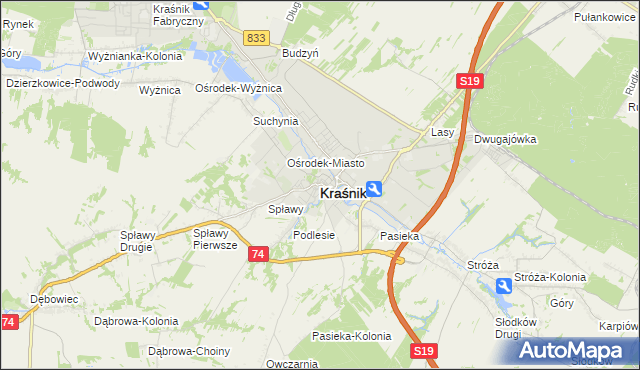 mapa Kraśnik, Kraśnik na mapie Targeo