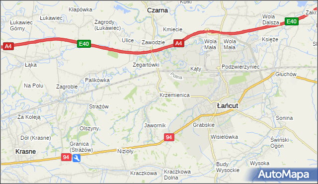 mapa Krzemienica gmina Czarna, Krzemienica gmina Czarna na mapie Targeo