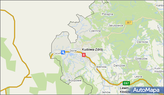 mapa Kudowa-Zdrój, Kudowa-Zdrój na mapie Targeo