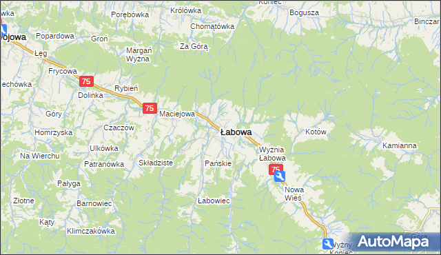 mapa Łabowa, Łabowa na mapie Targeo