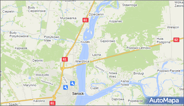mapa Łacha gmina Serock, Łacha gmina Serock na mapie Targeo
