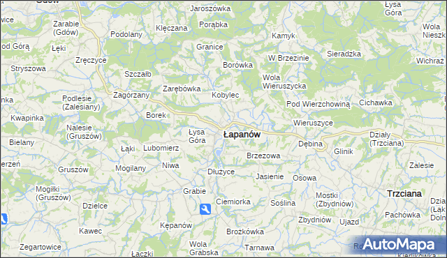 mapa Łapanów, Łapanów na mapie Targeo