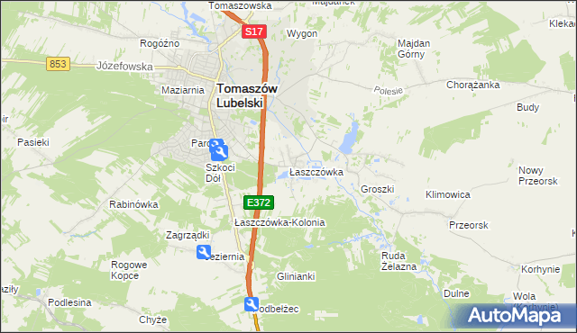 mapa Łaszczówka, Łaszczówka na mapie Targeo