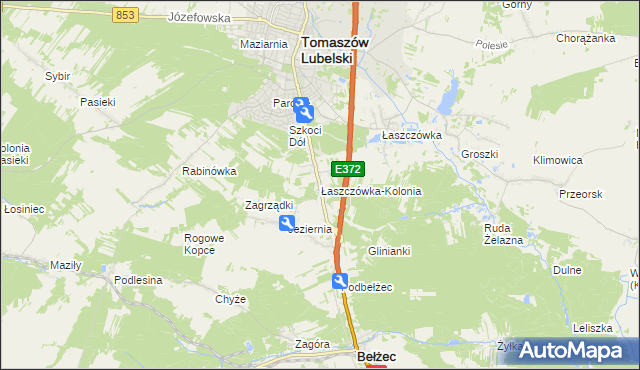 mapa Łaszczówka-Kolonia, Łaszczówka-Kolonia na mapie Targeo