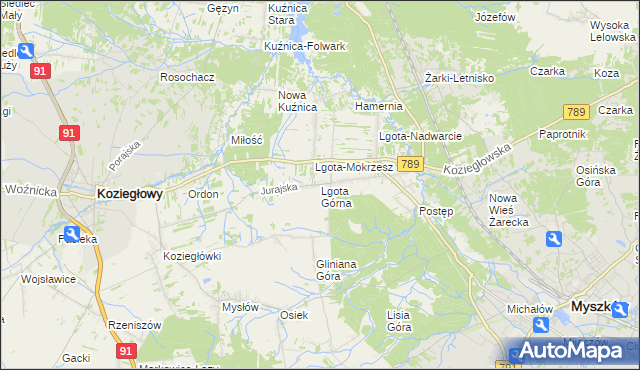 mapa Lgota Górna, Lgota Górna na mapie Targeo