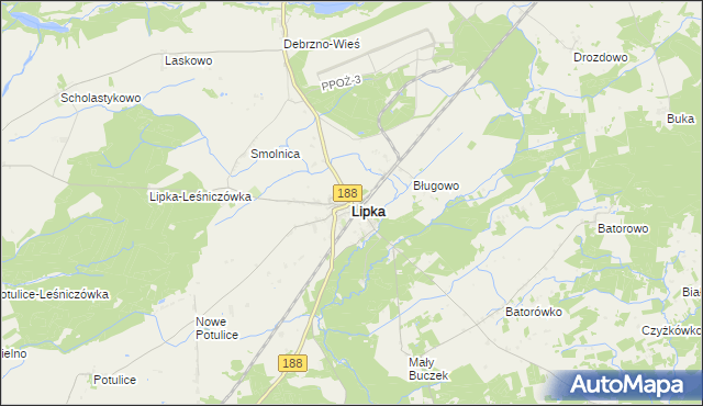 mapa Lipka powiat złotowski, Lipka powiat złotowski na mapie Targeo