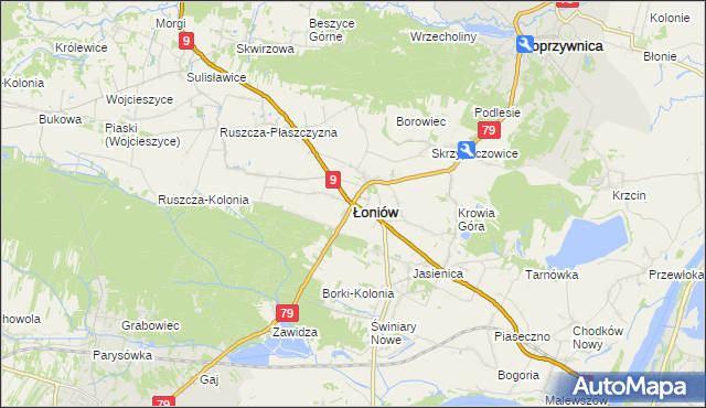 mapa Łoniów, Łoniów na mapie Targeo