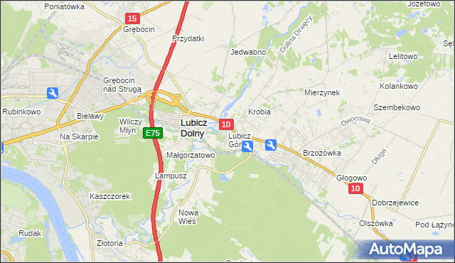 mapa Lubicz Górny, Lubicz Górny na mapie Targeo