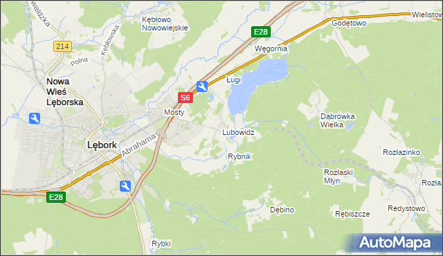 mapa Lubowidz gmina Nowa Wieś Lęborska, Lubowidz gmina Nowa Wieś Lęborska na mapie Targeo