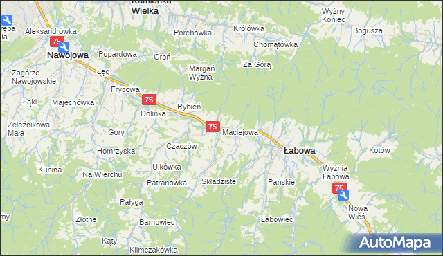 mapa Maciejowa, Maciejowa na mapie Targeo