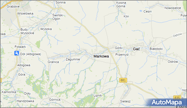 mapa Markowa, Markowa na mapie Targeo