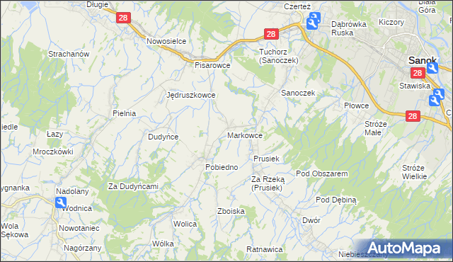 mapa Markowce, Markowce na mapie Targeo