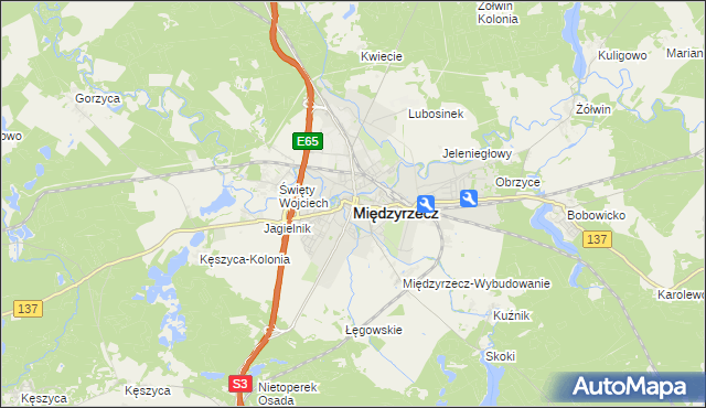 mapa Międzyrzecz, Międzyrzecz na mapie Targeo