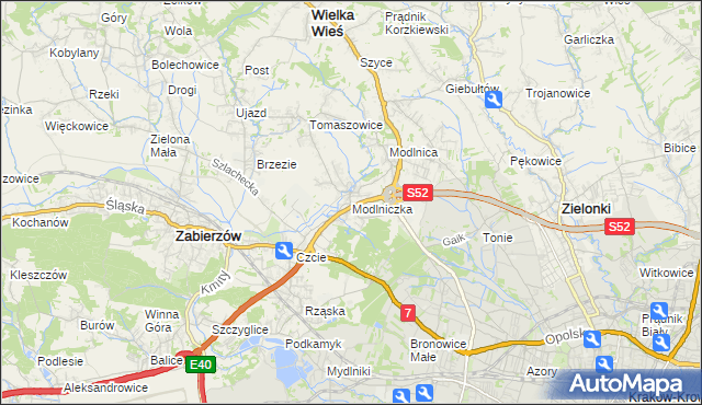 mapa Modlniczka, Modlniczka na mapie Targeo