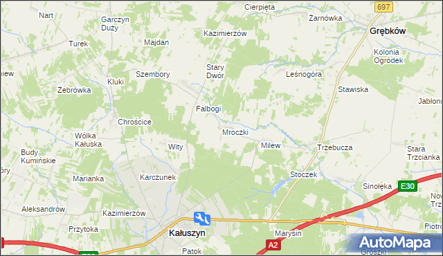 mapa Mroczki gmina Kałuszyn, Mroczki gmina Kałuszyn na mapie Targeo