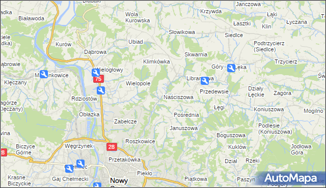 mapa Naściszowa, Naściszowa na mapie Targeo