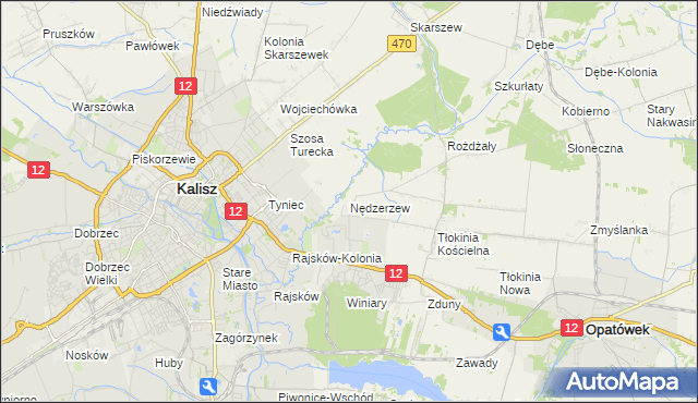 mapa Nędzerzew gmina Opatówek, Nędzerzew gmina Opatówek na mapie Targeo