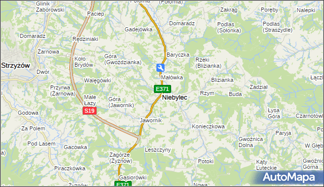 mapa Niebylec, Niebylec na mapie Targeo