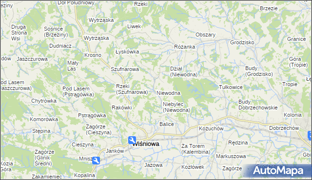 mapa Niewodna, Niewodna na mapie Targeo