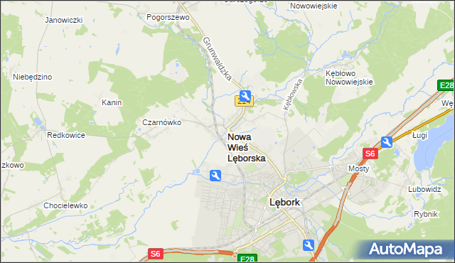 mapa Nowa Wieś Lęborska, Nowa Wieś Lęborska na mapie Targeo