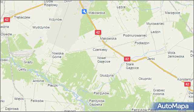 mapa Nowe Gajęcice, Nowe Gajęcice na mapie Targeo