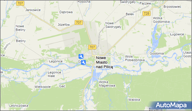 mapa Nowe Miasto nad Pilicą, Nowe Miasto nad Pilicą na mapie Targeo