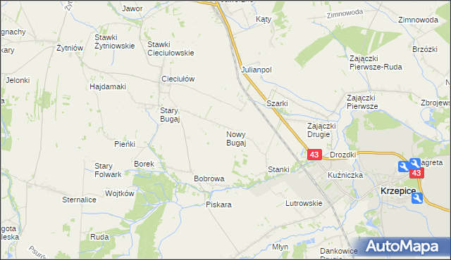 mapa Nowy Bugaj, Nowy Bugaj na mapie Targeo