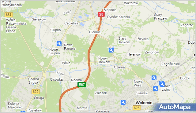 mapa Nowy Janków, Nowy Janków na mapie Targeo