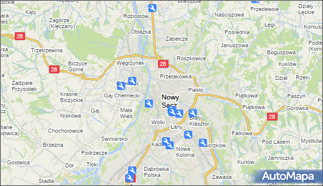 mapa Nowego Sącza, Nowy Sącz na mapie Targeo