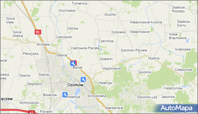 mapa Opalanki gmina Ozorków, Opalanki gmina Ozorków na mapie Targeo