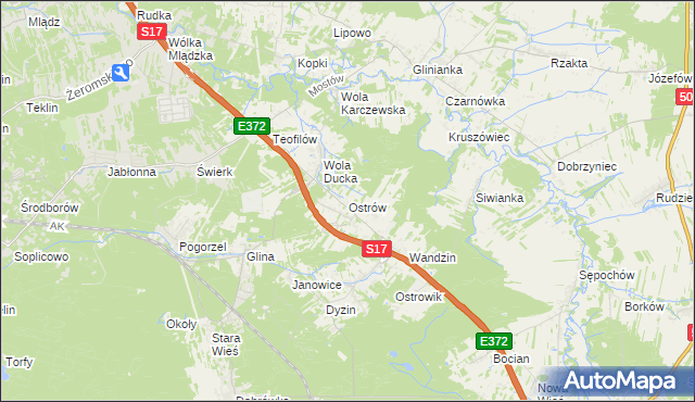 mapa Ostrów gmina Celestynów, Ostrów gmina Celestynów na mapie Targeo