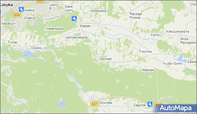 mapa Ostrowik gmina Poświętne, Ostrowik gmina Poświętne na mapie Targeo