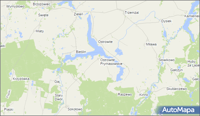 mapa Ostrowite Prymasowskie, Ostrowite Prymasowskie na mapie Targeo