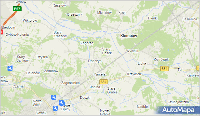 mapa Pasek gmina Klembów, Pasek gmina Klembów na mapie Targeo