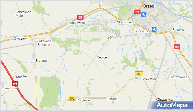 mapa Pępice gmina Skarbimierz, Pępice gmina Skarbimierz na mapie Targeo