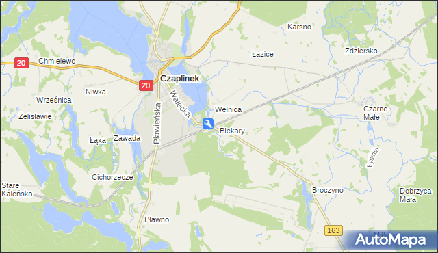 mapa Piekary gmina Czaplinek, Piekary gmina Czaplinek na mapie Targeo