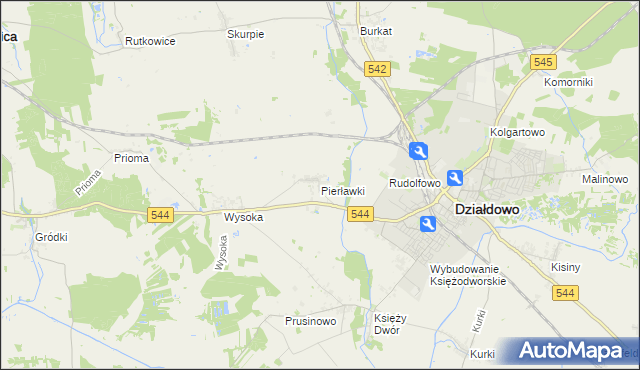 mapa Pierławki gmina Działdowo, Pierławki gmina Działdowo na mapie Targeo