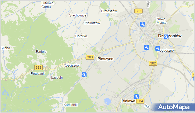 mapa Pieszyce, Pieszyce na mapie Targeo