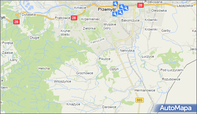 mapa Pikulice, Pikulice na mapie Targeo