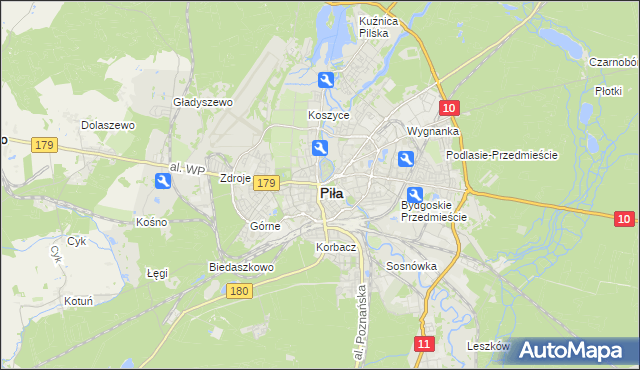 mapa Piły, Piła na mapie Targeo