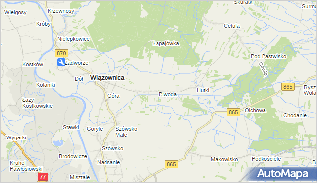 mapa Piwoda, Piwoda na mapie Targeo