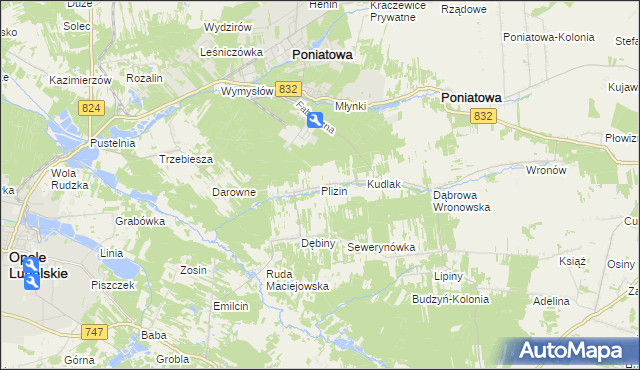 mapa Plizin, Plizin na mapie Targeo