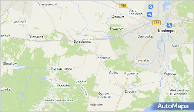 mapa Podlesie gmina Lelów, Podlesie gmina Lelów na mapie Targeo