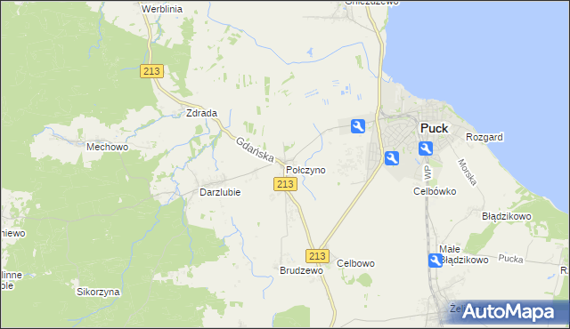 mapa Połczyno gmina Puck, Połczyno gmina Puck na mapie Targeo