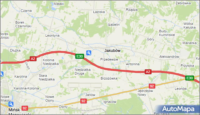 mapa Przedewsie gmina Jakubów, Przedewsie gmina Jakubów na mapie Targeo