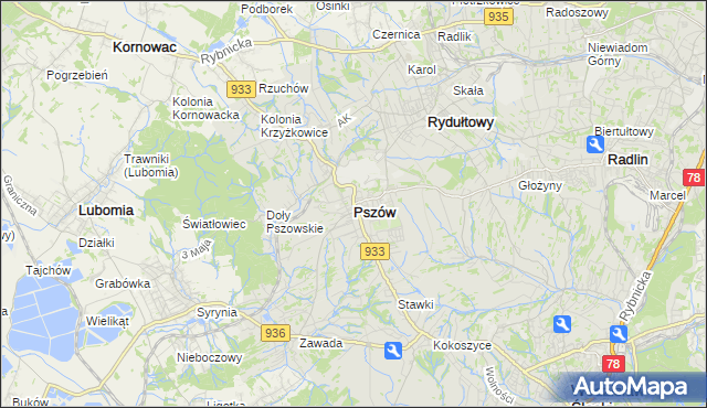 mapa Pszów, Pszów na mapie Targeo