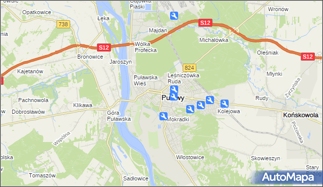 mapa Puław, Puławy na mapie Targeo